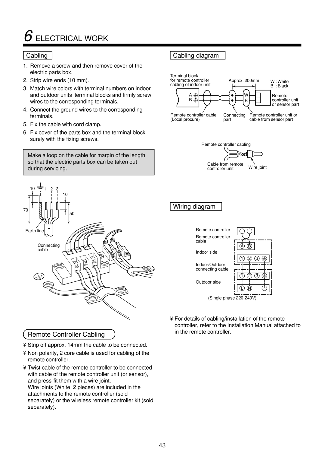 Toshiba RAV-SM1100UT-E, RAV-SM1400UT-E service manual Remote Controller Cabling, Cabling diagram, Wiring diagram 