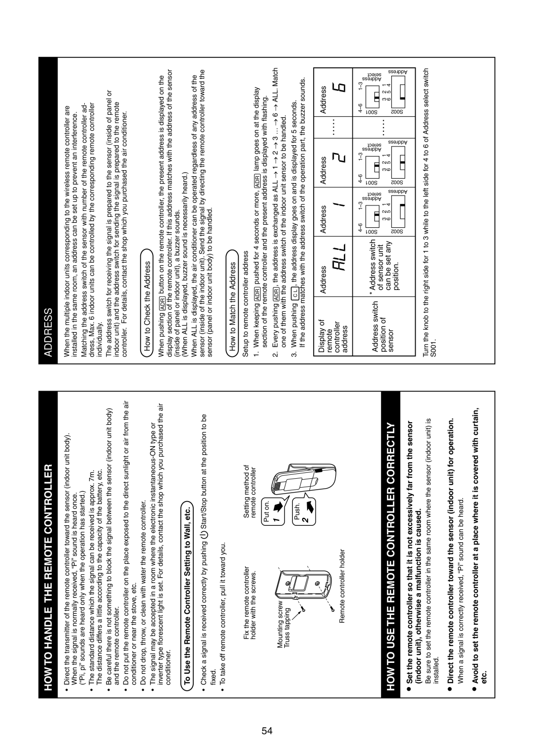 Toshiba RAV-SM1400UT-E HOW to Handle the Remote Controller, HOW to USE the Remote Controller Correctly, Address 