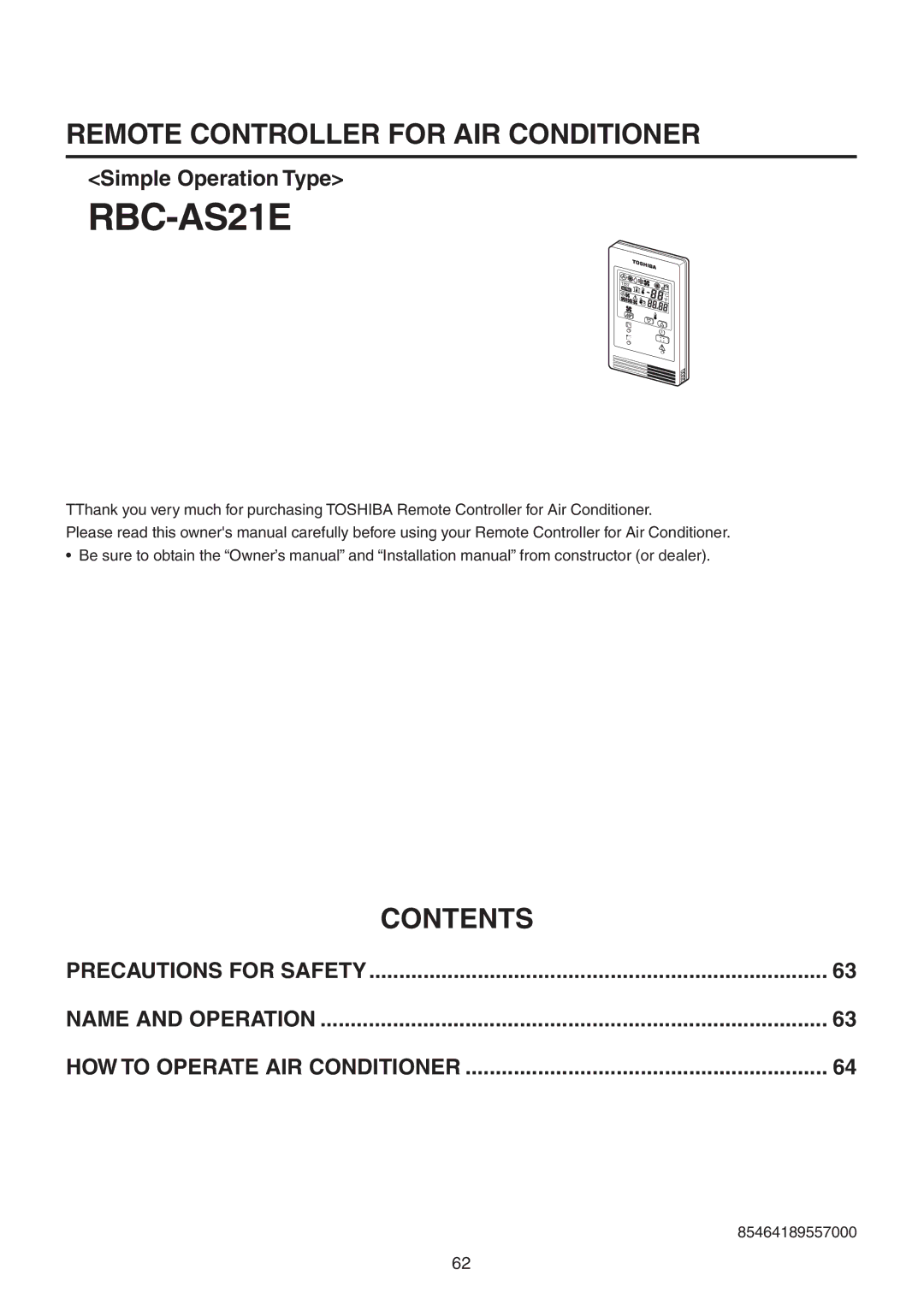 Toshiba RAV-SM1400UT-E, RAV-SM1100UT-E service manual RBC-AS21E 