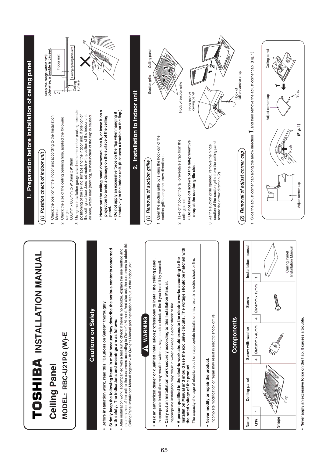 Toshiba RAV-SM1100UT-E, RAV-SM1400UT-E service manual Installation Manual 