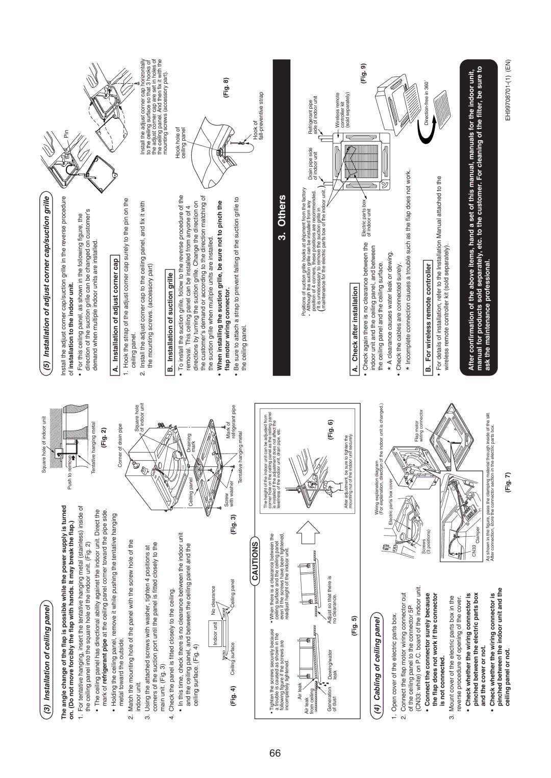 Toshiba RAV-SM1400UT-E Installation of adjust corner cap, Installation of suction grille, Check after installation 