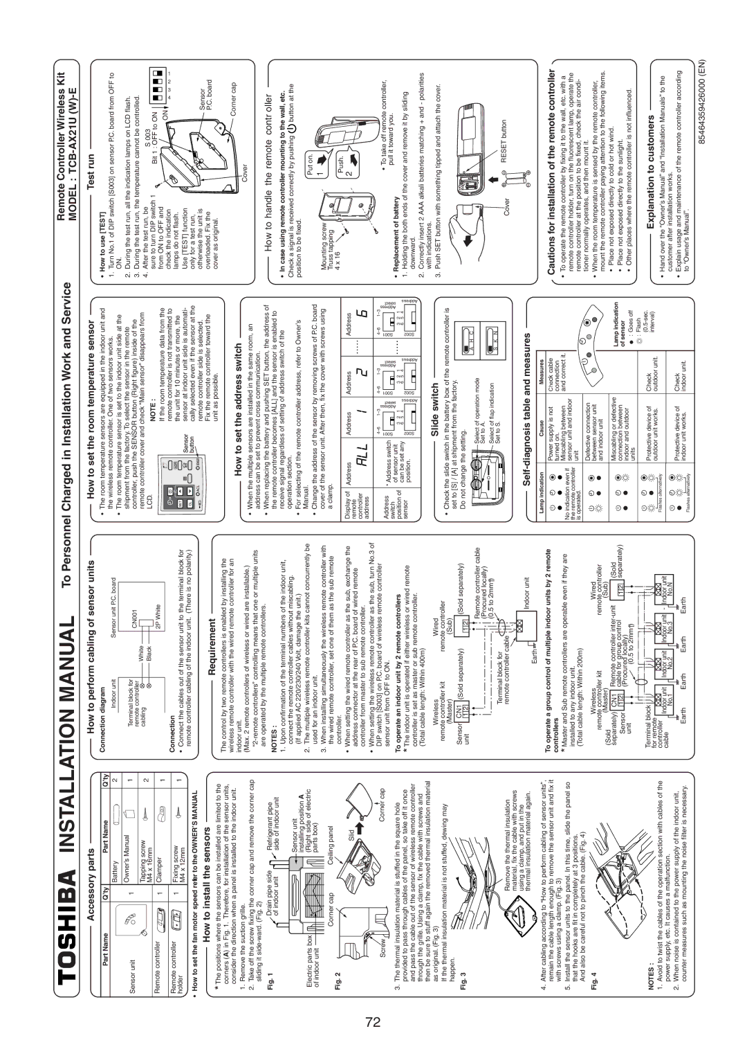 Toshiba RAV-SM1400UT-E, RAV-SM1100UT-E service manual To Personnel Charged in Installation Work and Service 