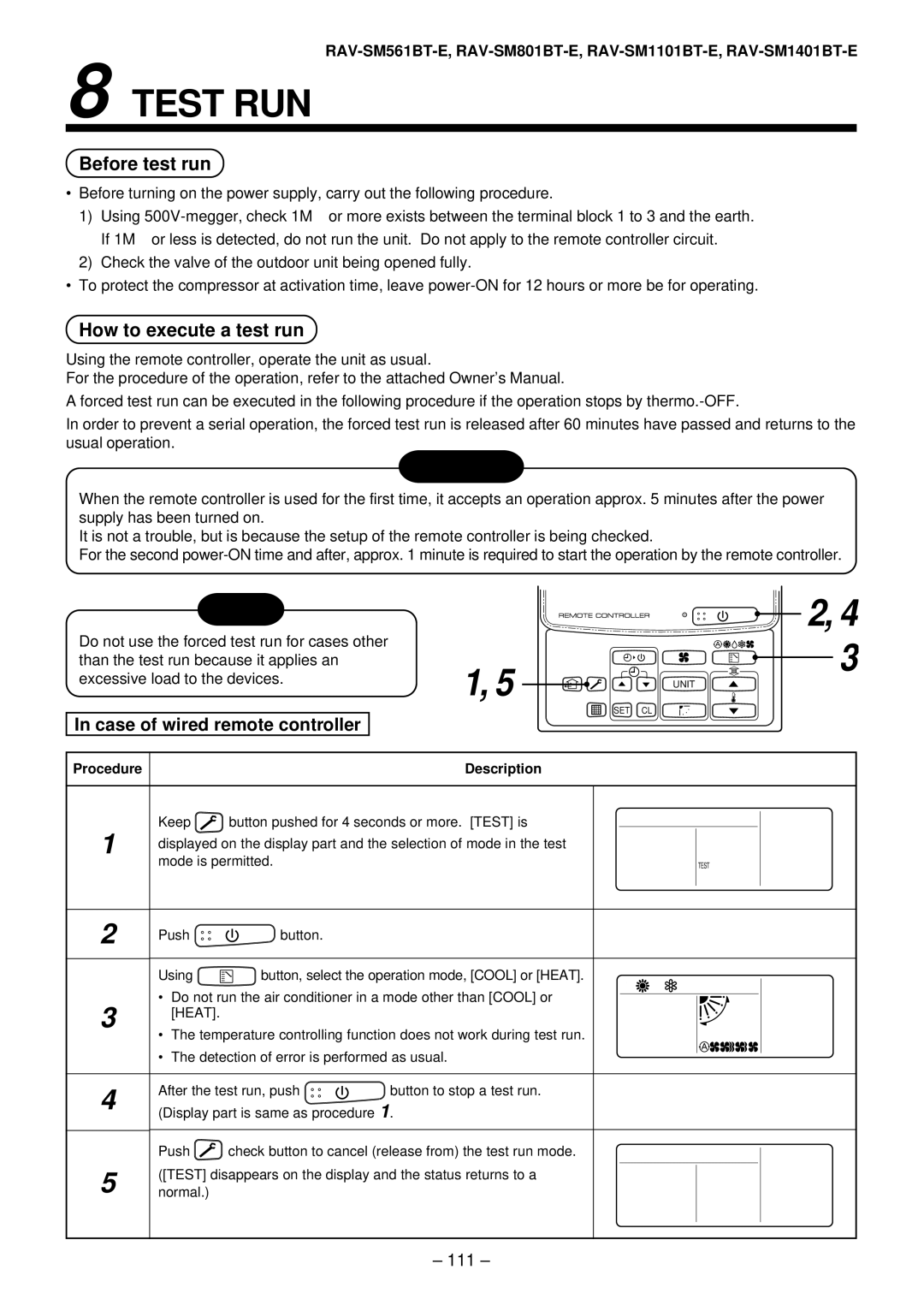 Toshiba RAV-SM561AT-E, RAV-SM1101AT-E, RAV-SM1401AT-E, RAV-SM801AT-E installation manual 111 