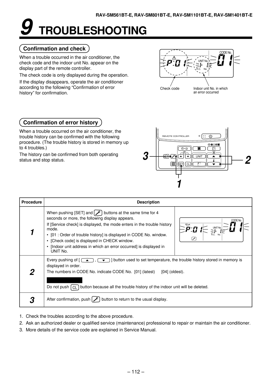 Toshiba RAV-SM1101AT-E, RAV-SM1401AT-E, RAV-SM801AT-E, RAV-SM561AT-E installation manual 112 