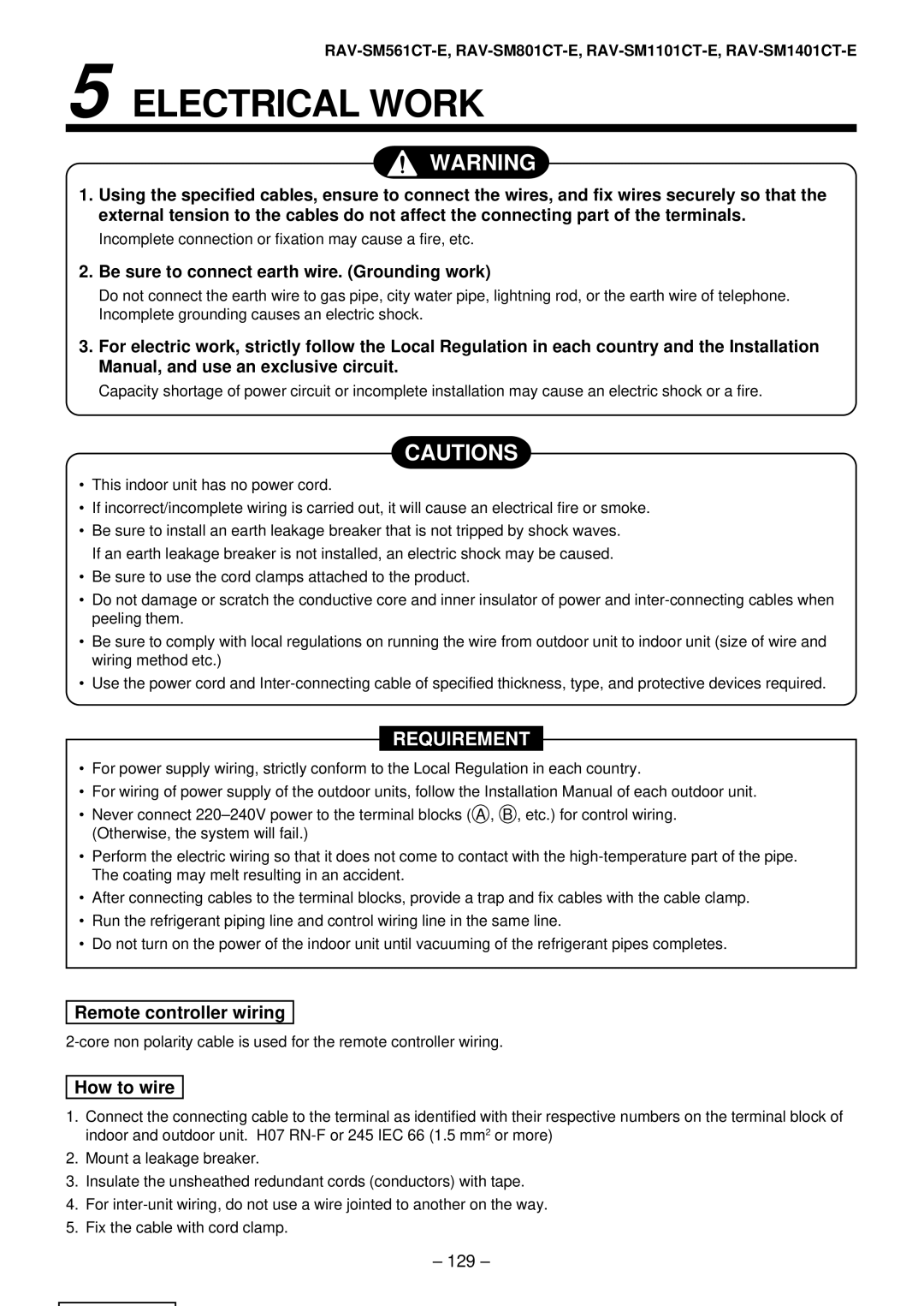 Toshiba RAV-SM1401AT-E, RAV-SM1101AT-E, RAV-SM801AT-E, RAV-SM561AT-E installation manual 129 