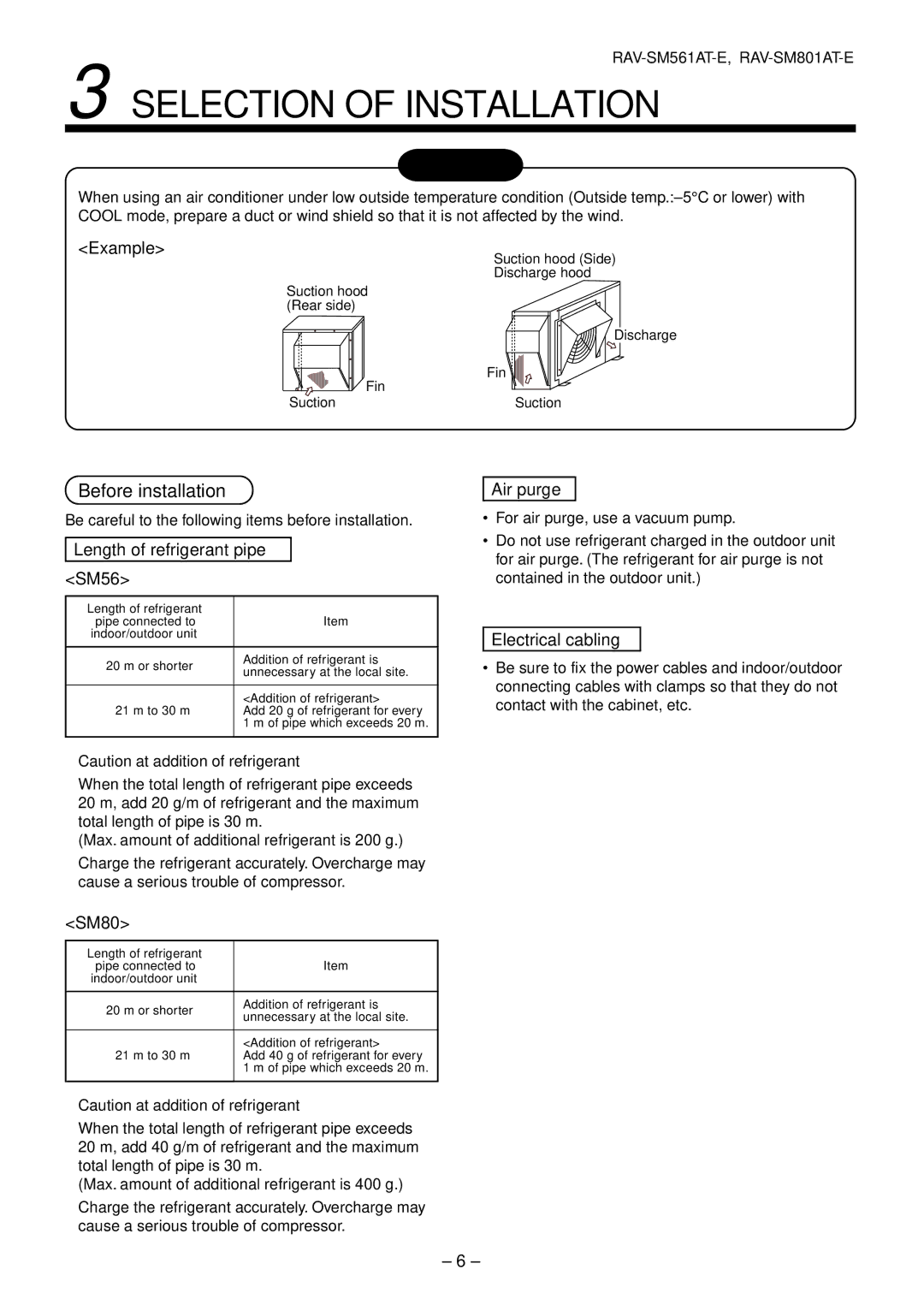 Toshiba RAV-SM801AT-E, RAV-SM1101AT-E, RAV-SM1401AT-E, RAV-SM561AT-E Selection of Installation, Before installation 