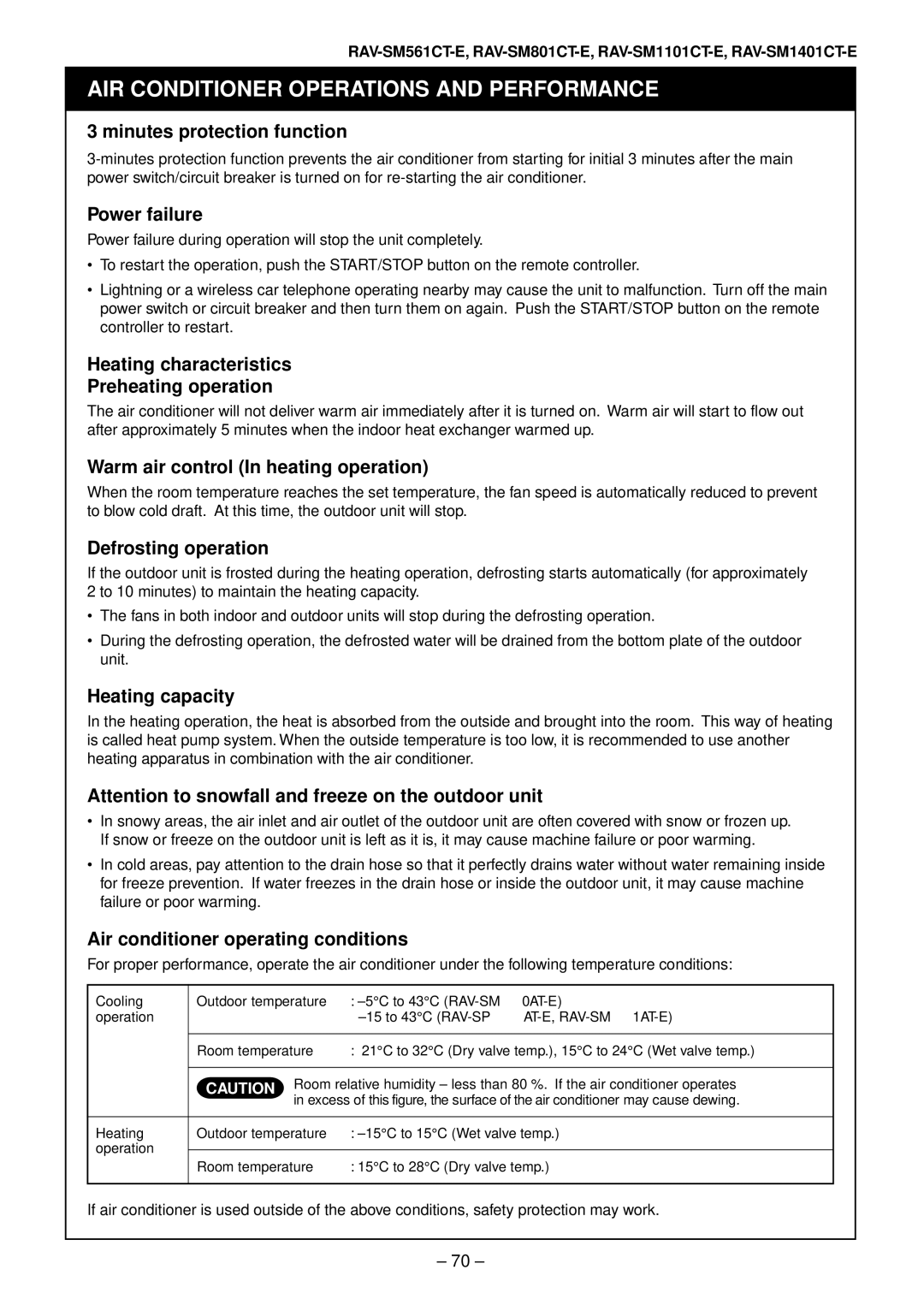 Toshiba RAV-SM801AT-E, RAV-SM1101AT-E, RAV-SM1401AT-E, RAV-SM561AT-E installation manual 15 to 43C RAV-SP ∗∗∗ 