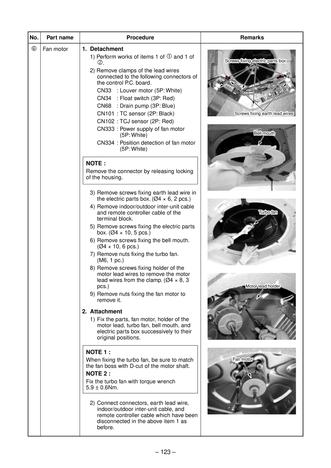 Toshiba RAV-SM562CT-E 123, † Fan motor 1. Detachment, CN102 TCJ sensor 2P Red CN333 Power supply of fan motor 