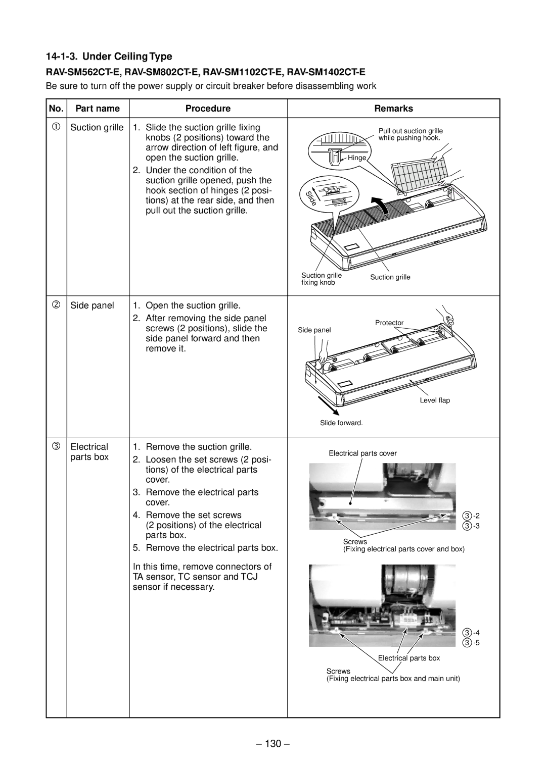 Toshiba RAV-SM1103UT-E, RAV-SM1102CT-E, RAV-SM1102BT-E, RAV-SM1403UT-E, RAV-SM1402CT-E, RAV-SM1402BT-E, RAV-SM803AT-E 130 