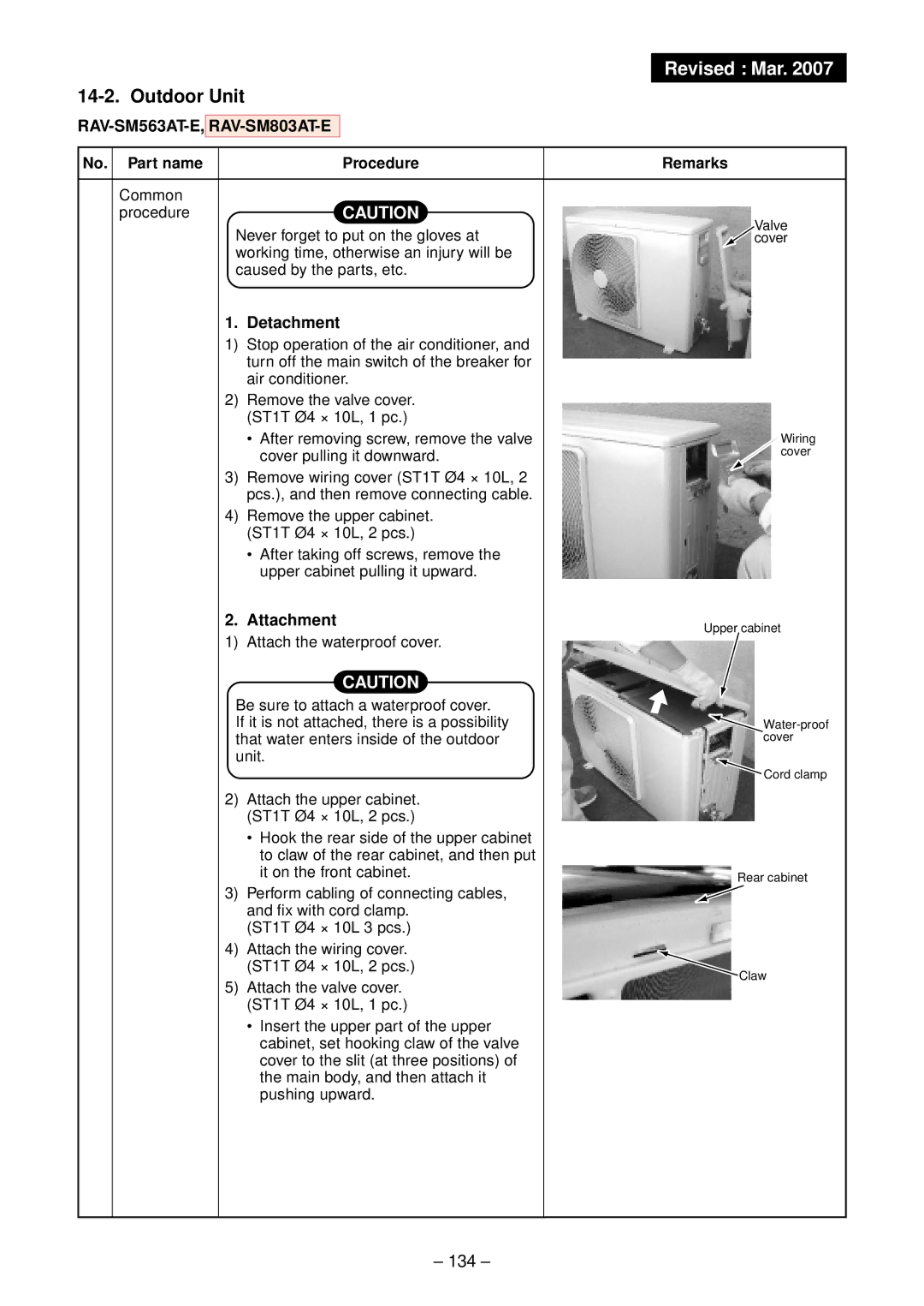 Toshiba RAV-SM802CT-E, RAV-SM1102CT-E, RAV-SM1102BT-E, RAV-SM1403UT-E, RAV-SM1402CT-E, RAV-SM1103UT-E, RAV-SM1402BT-E 134 