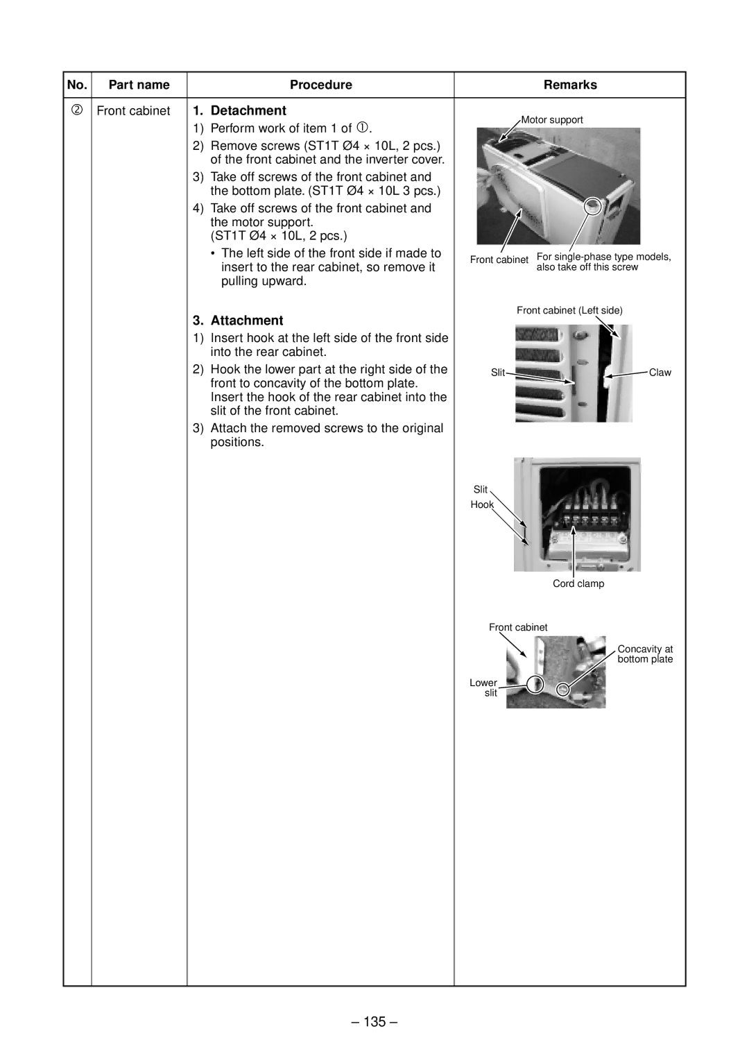 Toshiba RAV-SM802BT-E, RAV-SM1102CT-E, RAV-SM1102BT-E, RAV-SM1403UT-E, RAV-SM1402CT-E, RAV-SM1103UT-E 135, Procedure Remarks 