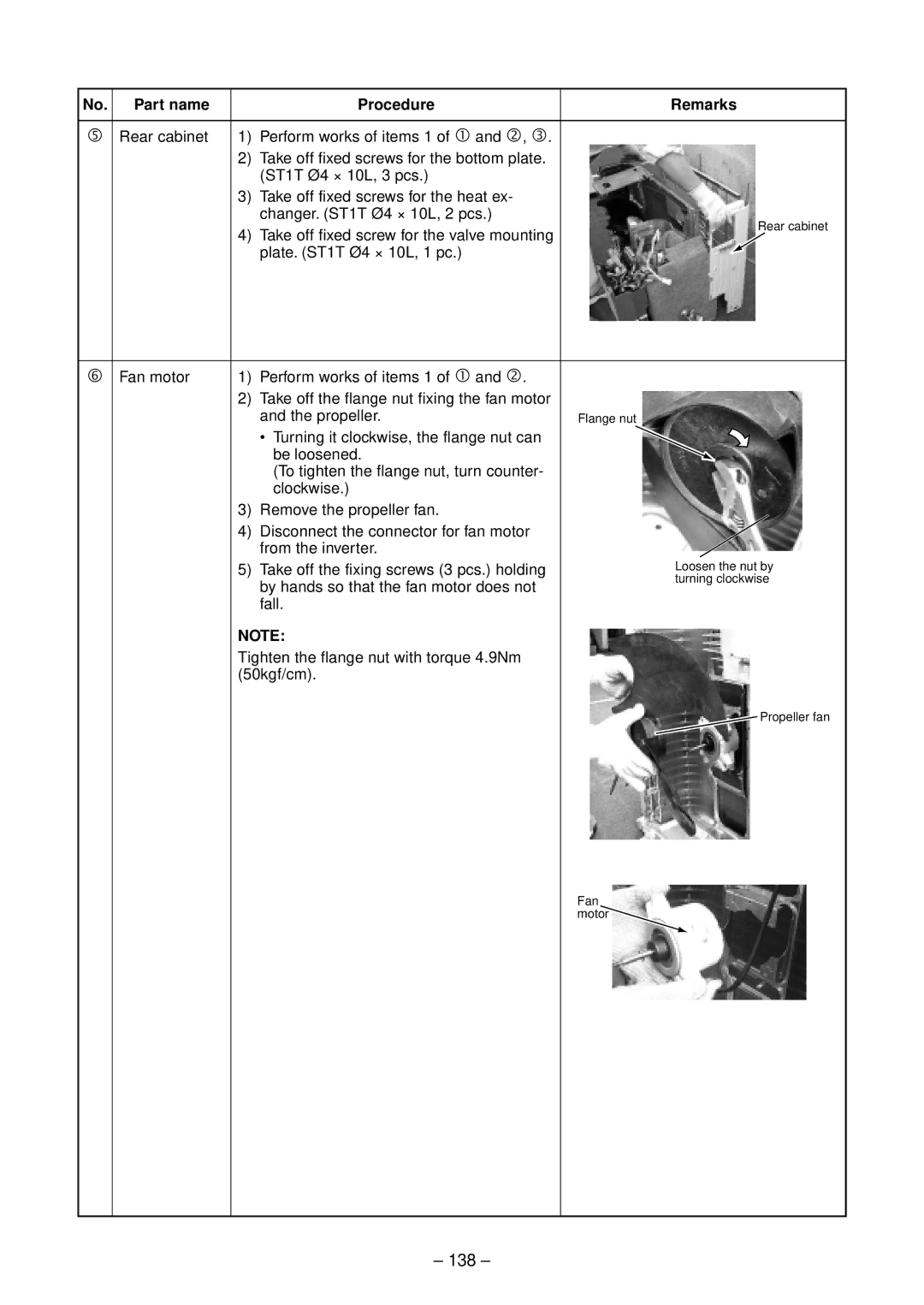 Toshiba RAV-SM562BT-E 138, Take off fixed screw for the valve mounting, By hands so that the fan motor does not 