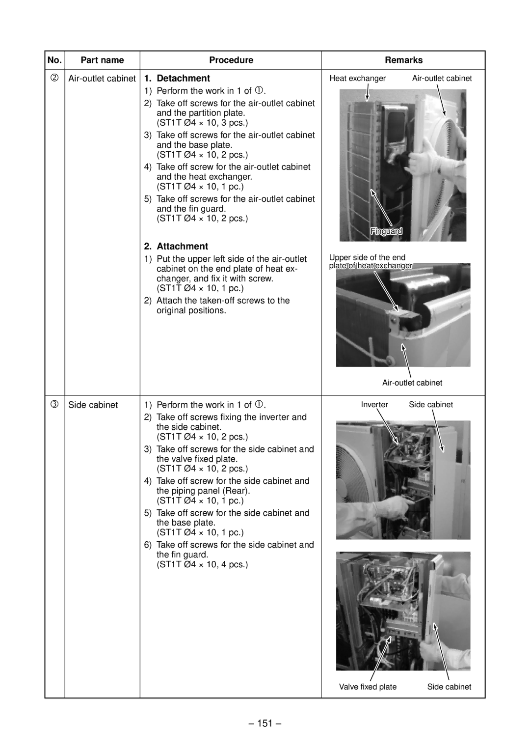 Toshiba RAV-SM562CT-E, RAV-SM1102CT-E, RAV-SM1102BT-E 151, ‚ Air-outlet cabinet, Put the upper left side of the air-outlet 