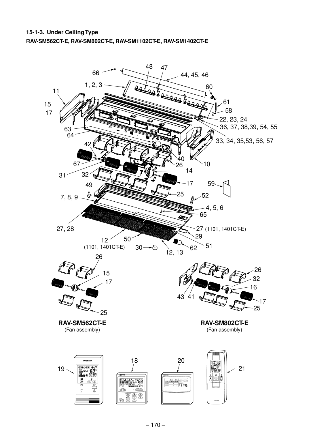 Toshiba RAV-SM1403UT-E, RAV-SM1102CT-E, RAV-SM1102BT-E 44, 45, 22, 23, 36, 37, 38,39, 54, 33, 34, 35,53, 56, 170 