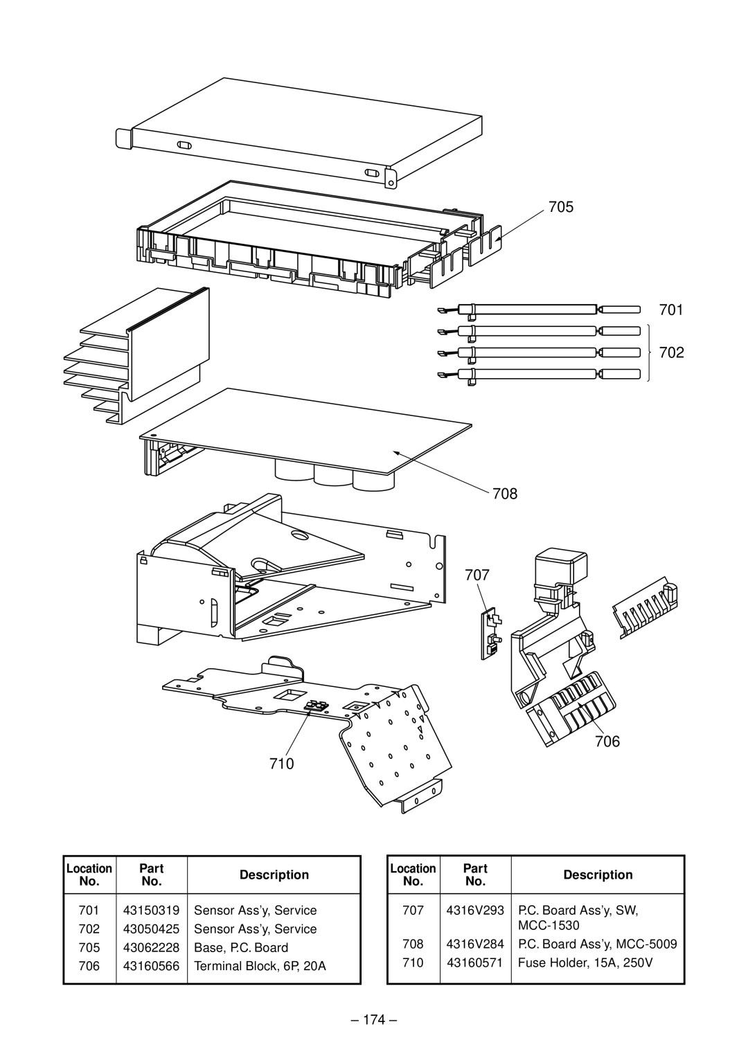 Toshiba RAV-SM803AT-E, RAV-SM1102CT-E, RAV-SM1102BT-E, RAV-SM1403UT-E, RAV-SM1402CT-E 705 701 702 708 707 706 710, 174 