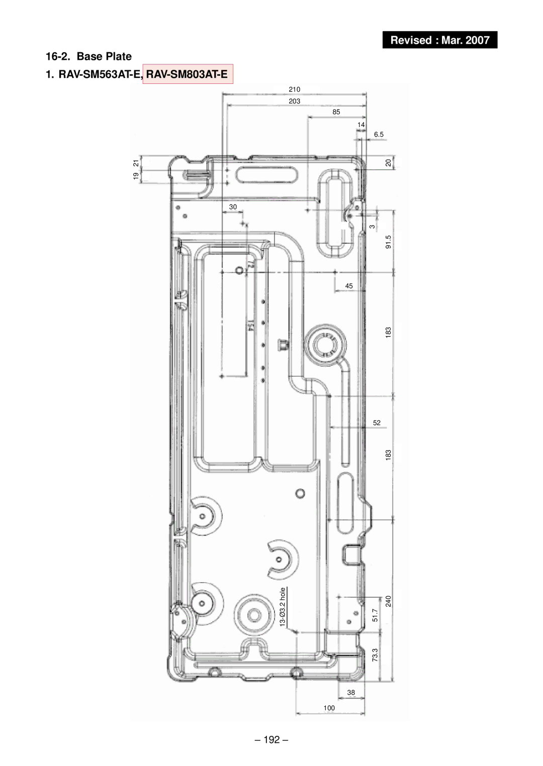 Toshiba RAV-SM563AT-E, RAV-SM1102CT-E, RAV-SM1102BT-E, RAV-SM1403UT-E, RAV-SM1402CT-E, RAV-SM1103UT-E Base Plate, 192 