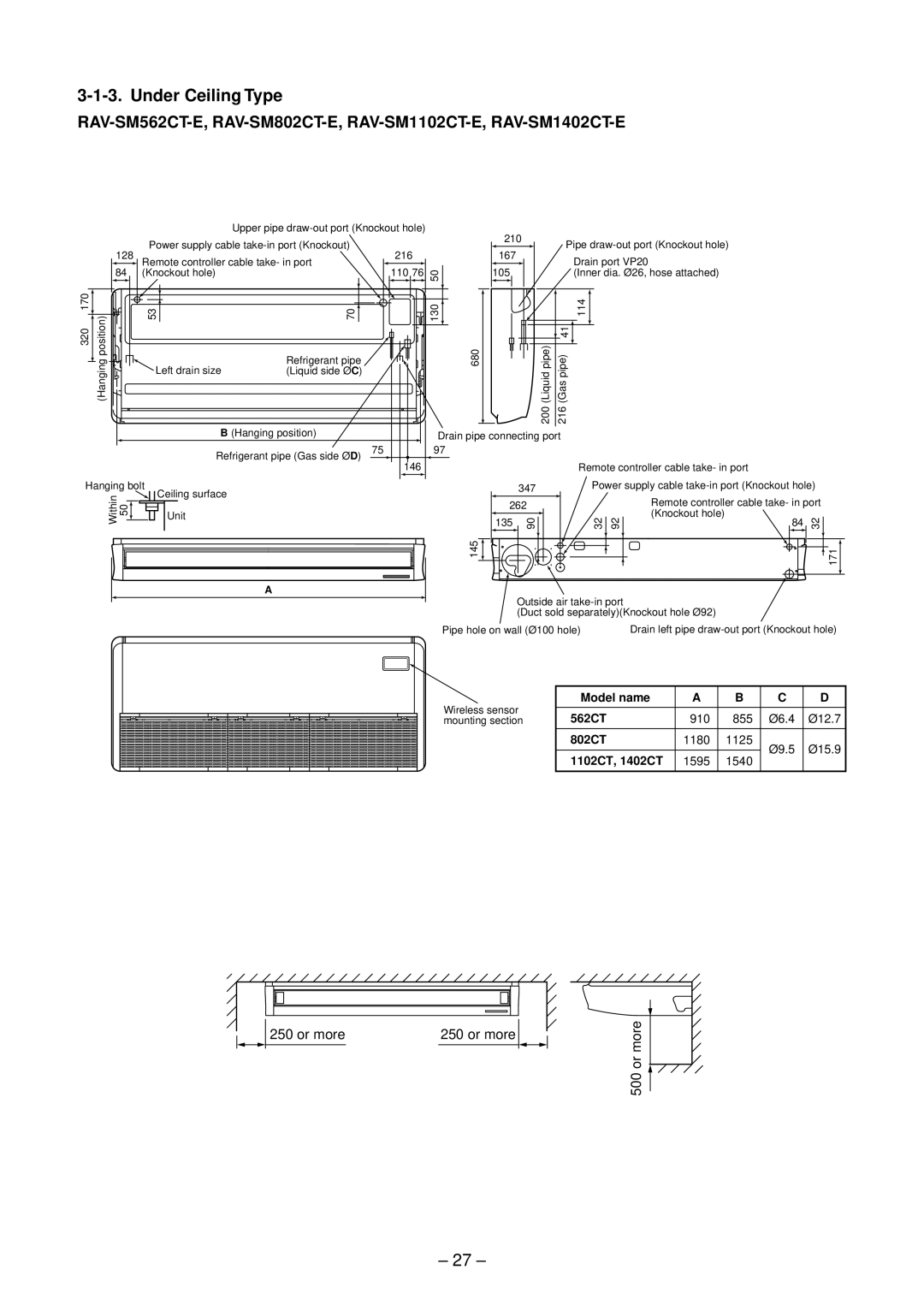 Toshiba RAV-SP1102UT-E, RAV-SM1102BT-E, RAV-SM1403UT-E RAV-SM562CT-E, RAV-SM802CT-E, RAV-SM1102CT-E, RAV-SM1402CT-E 