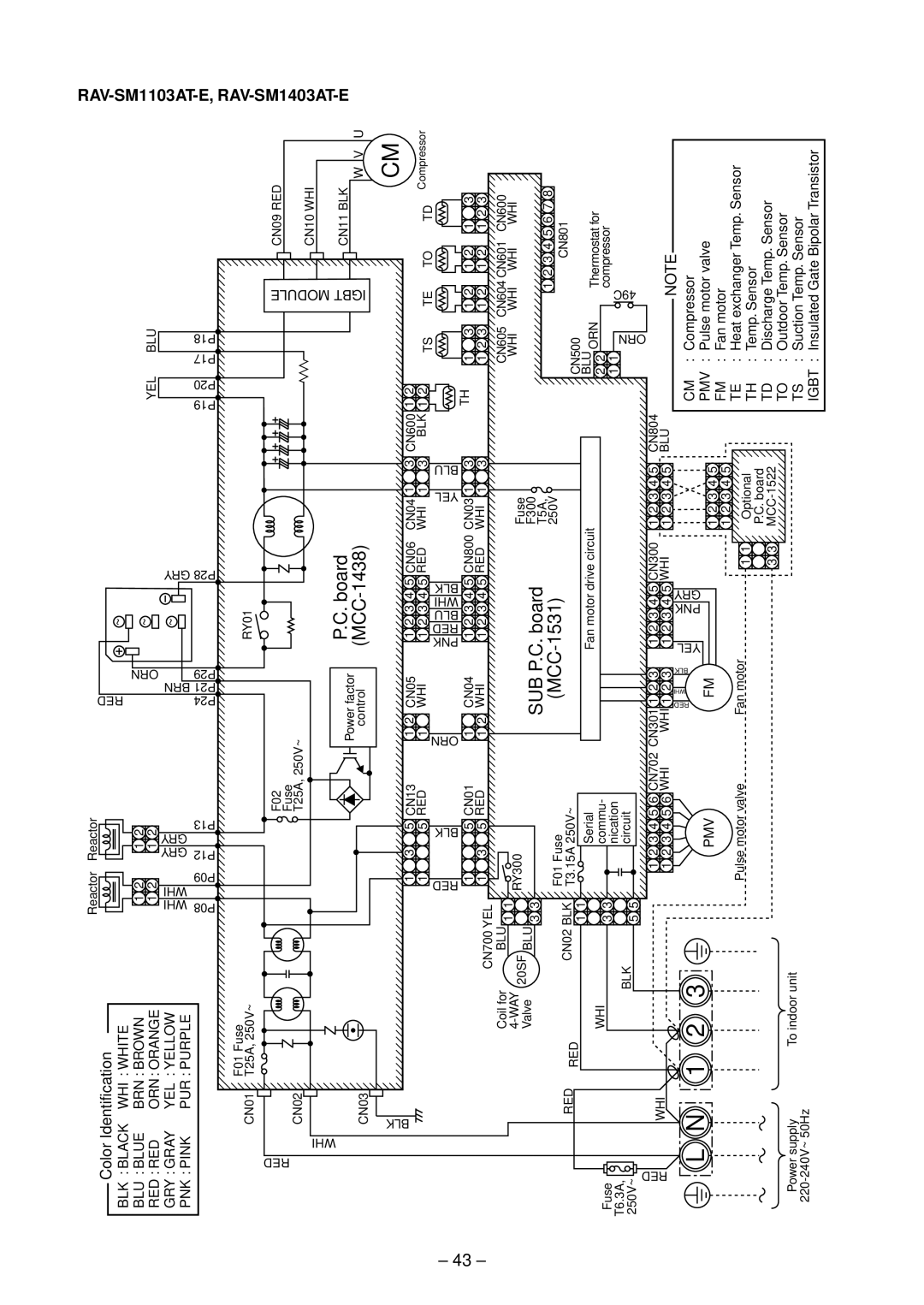 Toshiba RAV-SM1102BT-E, RAV-SM1102CT-E, RAV-SM1403UT-E, RAV-SM1402CT-E Board, MCC-1438, MCC-1531, SUB P.C. board 