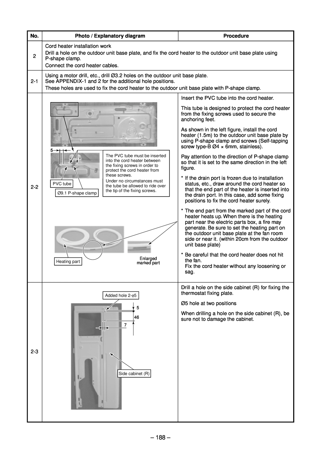 Toshiba RAV-SM803AT-E, RAV-SM1102CT-E, RAV-SM1102BT-E Photo / Explanatory diagram, Procedure, Cord heater installation work 