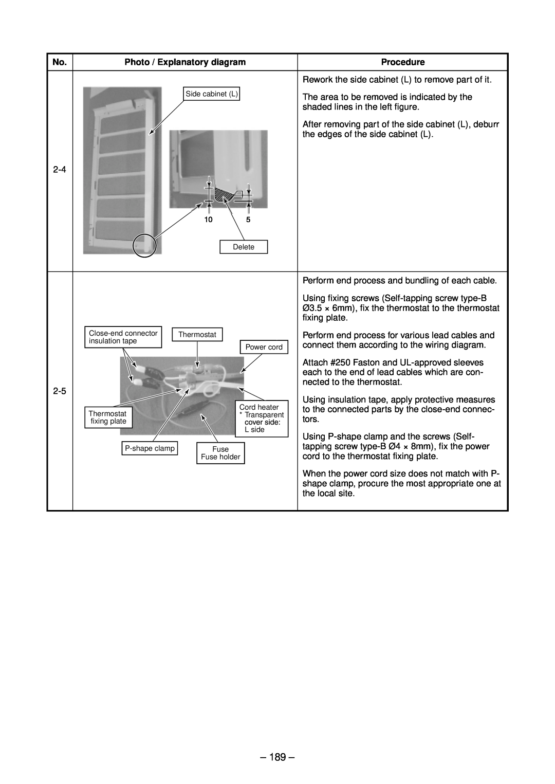 Toshiba RAV-SM803UT-E service manual Photo / Explanatory diagram, Procedure, Rework the side cabinet L to remove part of it 