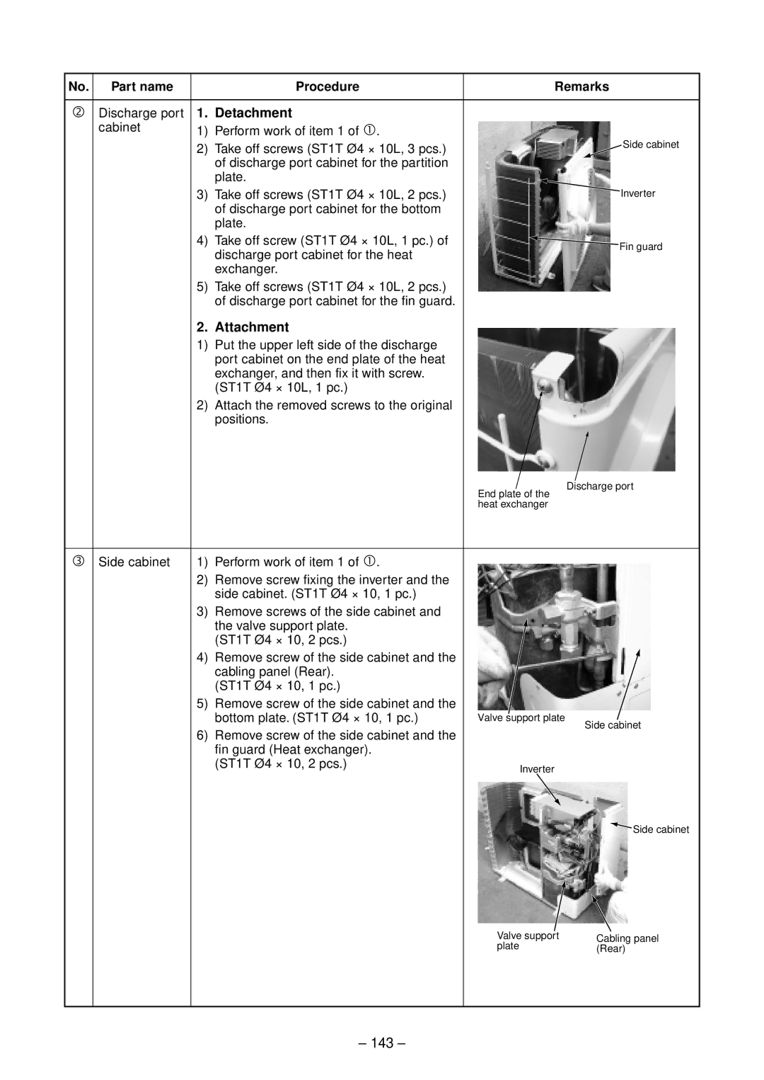 Toshiba RAV-SM562UT-E service manual 143, Discharge port cabinet for the heat, Fin guard Heat exchanger ST1T Ø4 × 10, 2 pcs 