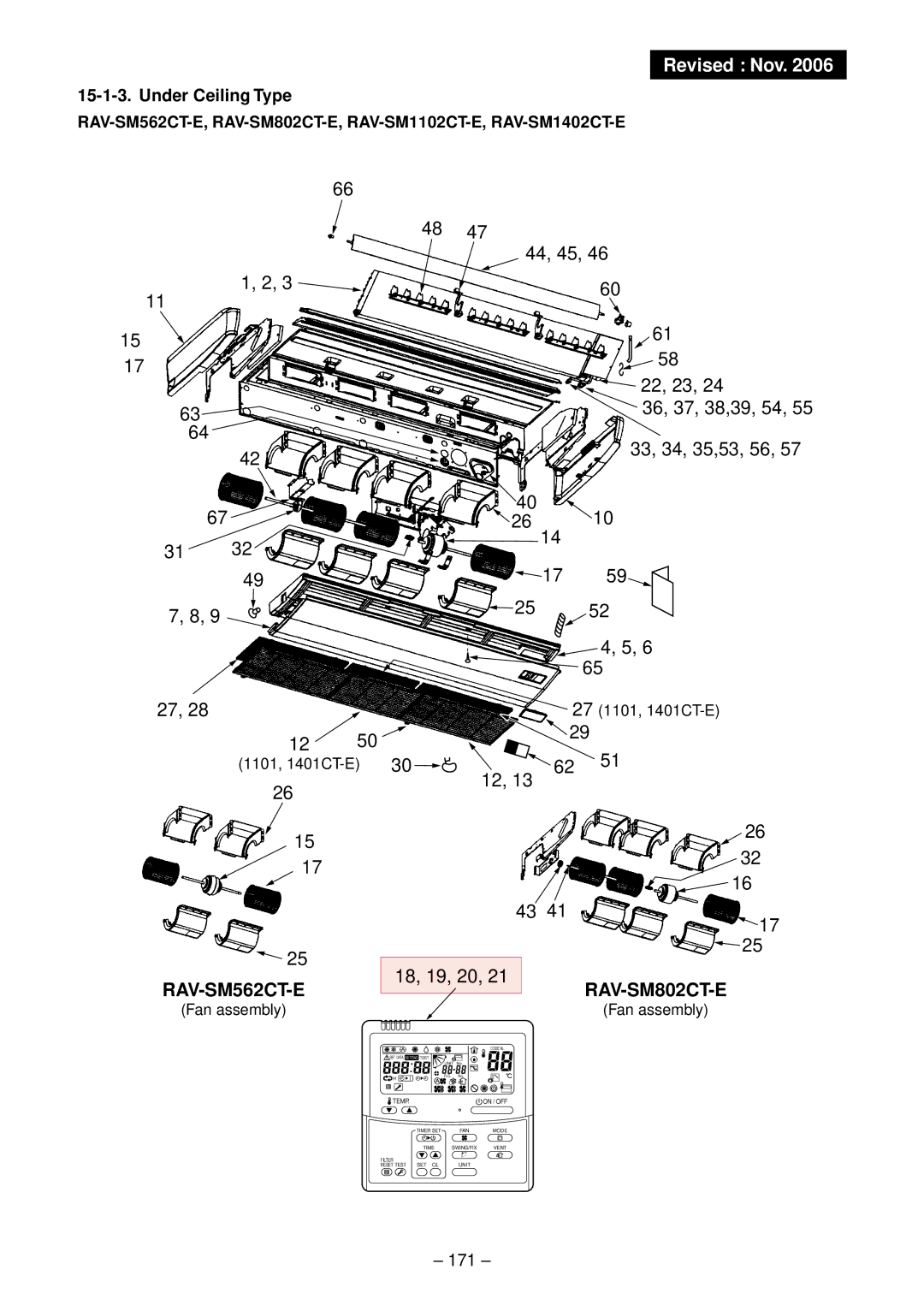 Toshiba RAV-SM562UT-E, RAV-SM1102UT-E, RAV-SM802UT-E 44, 45, 22, 23, 36, 37, 38,39, 54, 33, 34, 35,53, 56, 26 32 18, 19, 20 