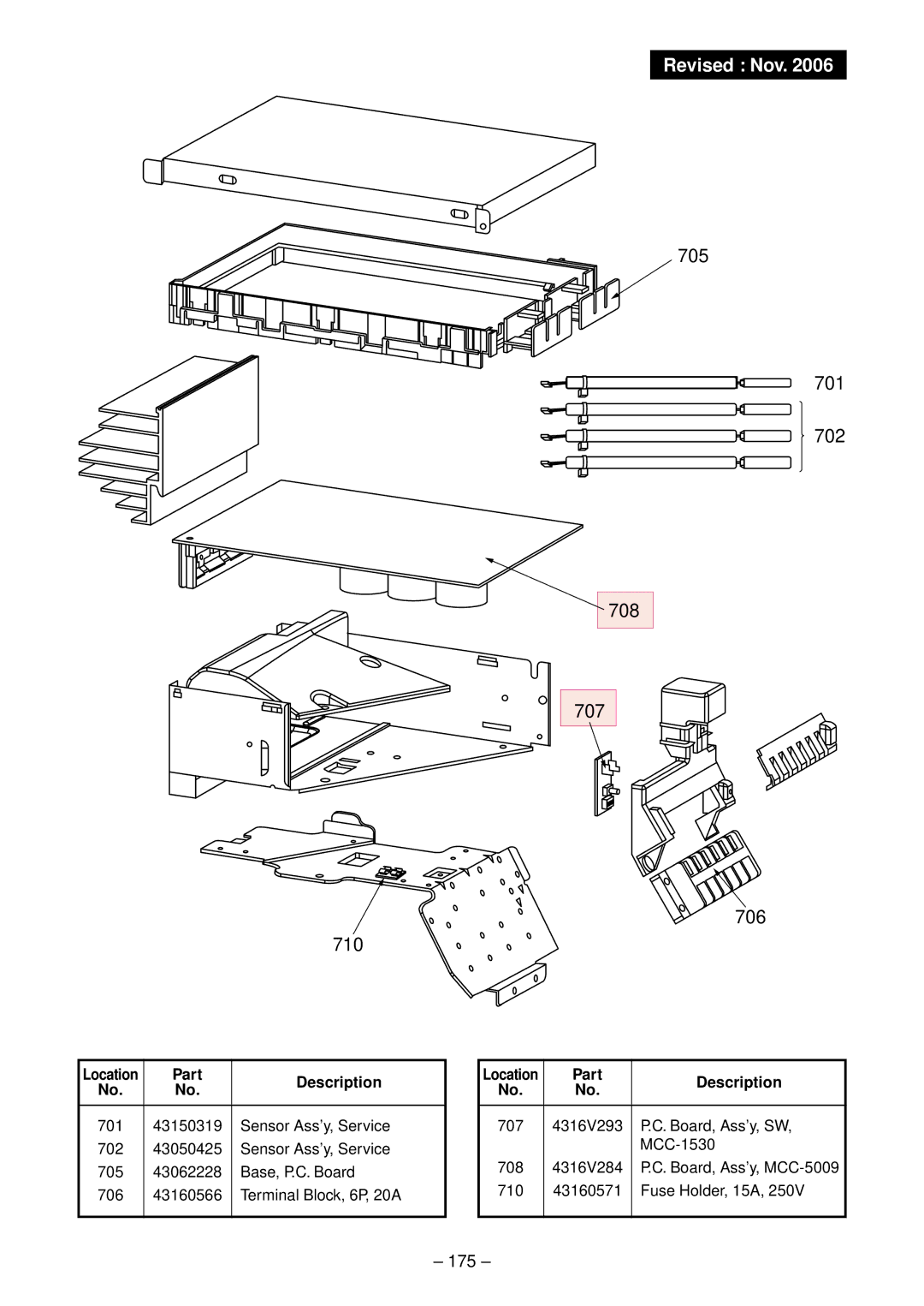 Toshiba RAV-SM562UT-E, RAV-SM1102UT-E, RAV-SM1402UT-E, RAV-SM802UT-E service manual 705 701 702 708 707 706 710, 175 