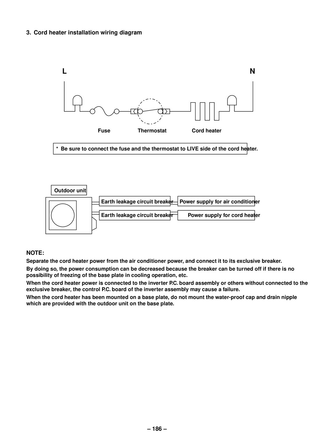 Toshiba RAV-SM802UT-E, RAV-SM1102UT-E, RAV-SM1402UT-E, RAV-SM562UT-E Cord heater installation wiring diagram, 186 