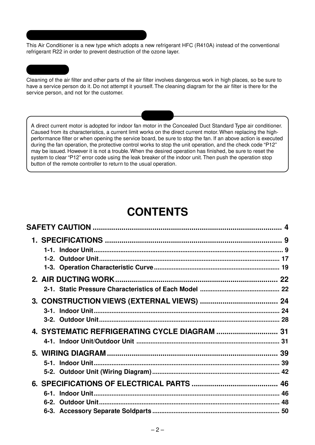 Toshiba RAV-SM802UT-E, RAV-SM1102UT-E, RAV-SM1402UT-E, RAV-SM562UT-E service manual Contents 