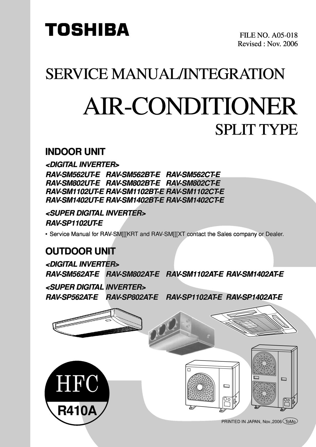 Toshiba RAV-SM1402UT-E service manual Indoor Unit, Outdoor Unit, <Super Digital Inverter>, Air-Conditioner, Split Type 