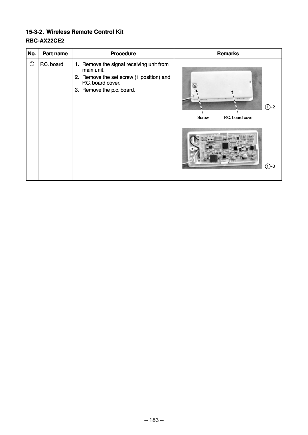 Toshiba RAV-SM562UT-E, RAV-SM1102UT-E, RAV-SM1402UT-E Wireless Remote Control Kit, 183, No. Part name, Procedure, Remarks 
