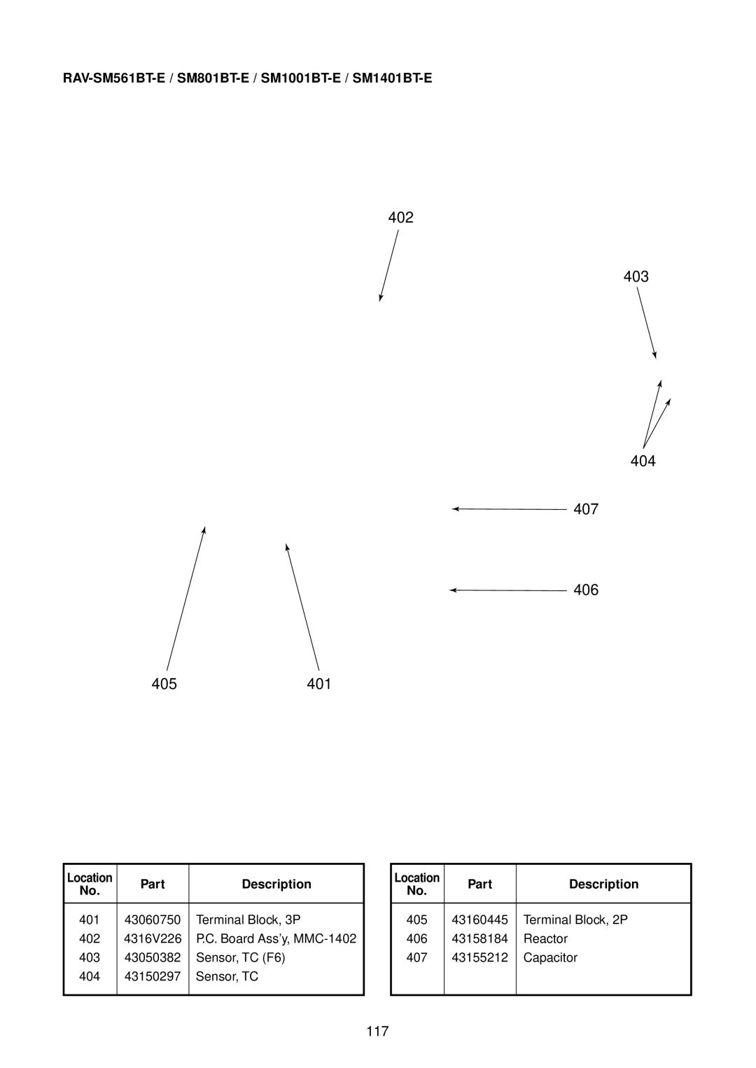 Toshiba RAV-SM801BT-E, RAV-SM1400AT-E, RAV-SM1101BT-E service manual 117, RAV-SM561BT-E / SM801BT-E / SM1001BT-E / SM1401BT-E 