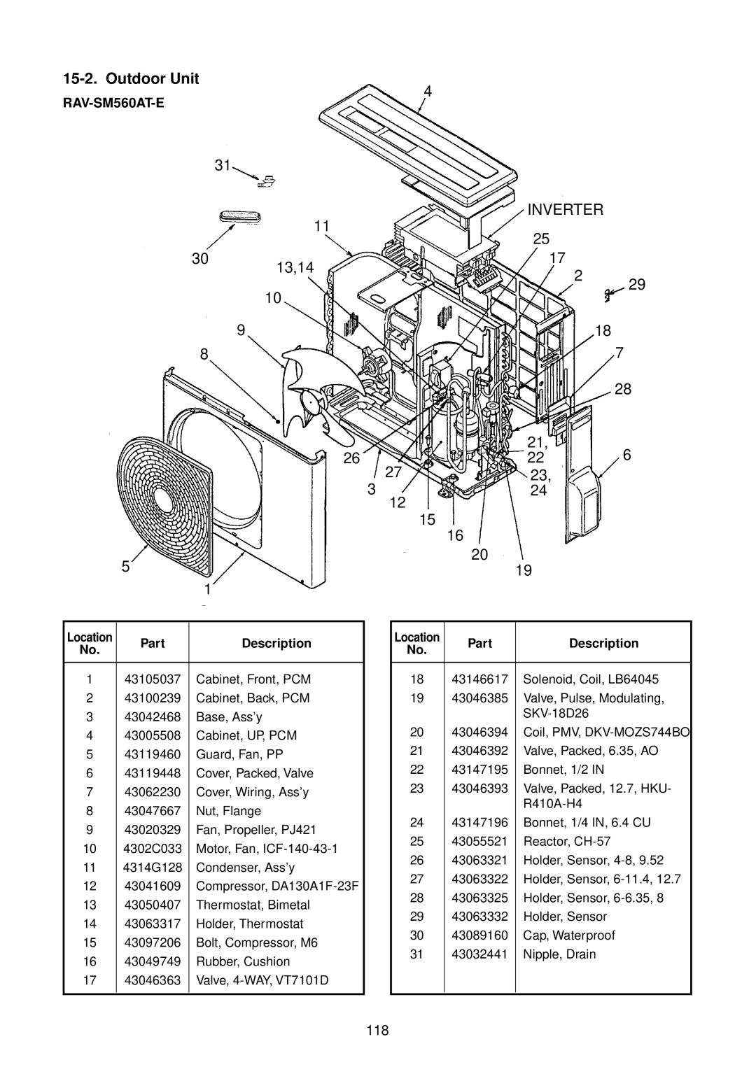 Toshiba RAV-SM1400AT-E, RAV-SM1101BT-E, RAV-SM1100AT-E, RAV-SM1401BT-E, RAV-SM561BT-E, RAV-SM801BT-E Inverter, 118 