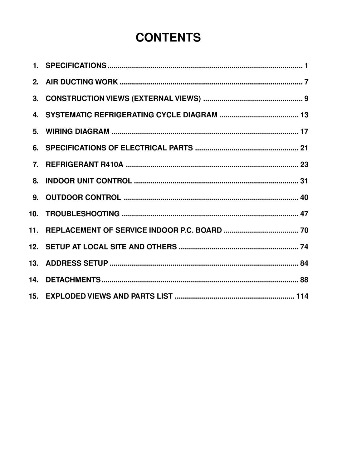 Toshiba RAV-SM1100AT-E, RAV-SM1400AT-E, RAV-SM1101BT-E, RAV-SM1401BT-E, RAV-SM561BT-E, RAV-SM801BT-E service manual Contents 