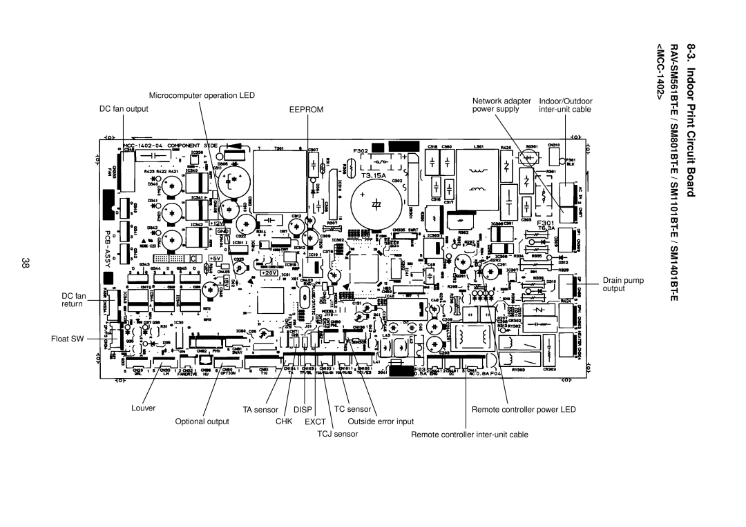 Toshiba RAV-SM1400AT-E Indoor Print Circuit Board, MCC-1402, SM1401BT-E, RAV-SM561BT-E / SM801BT-E / SM1101BT 