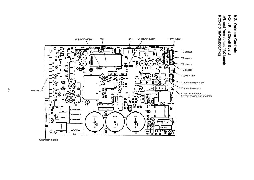 Toshiba RAV-SM801BT-E Outdoor Controls, Print Circuit Board, MCC-813 RAV-SM560AT-E Viewed from parts of P.C board 