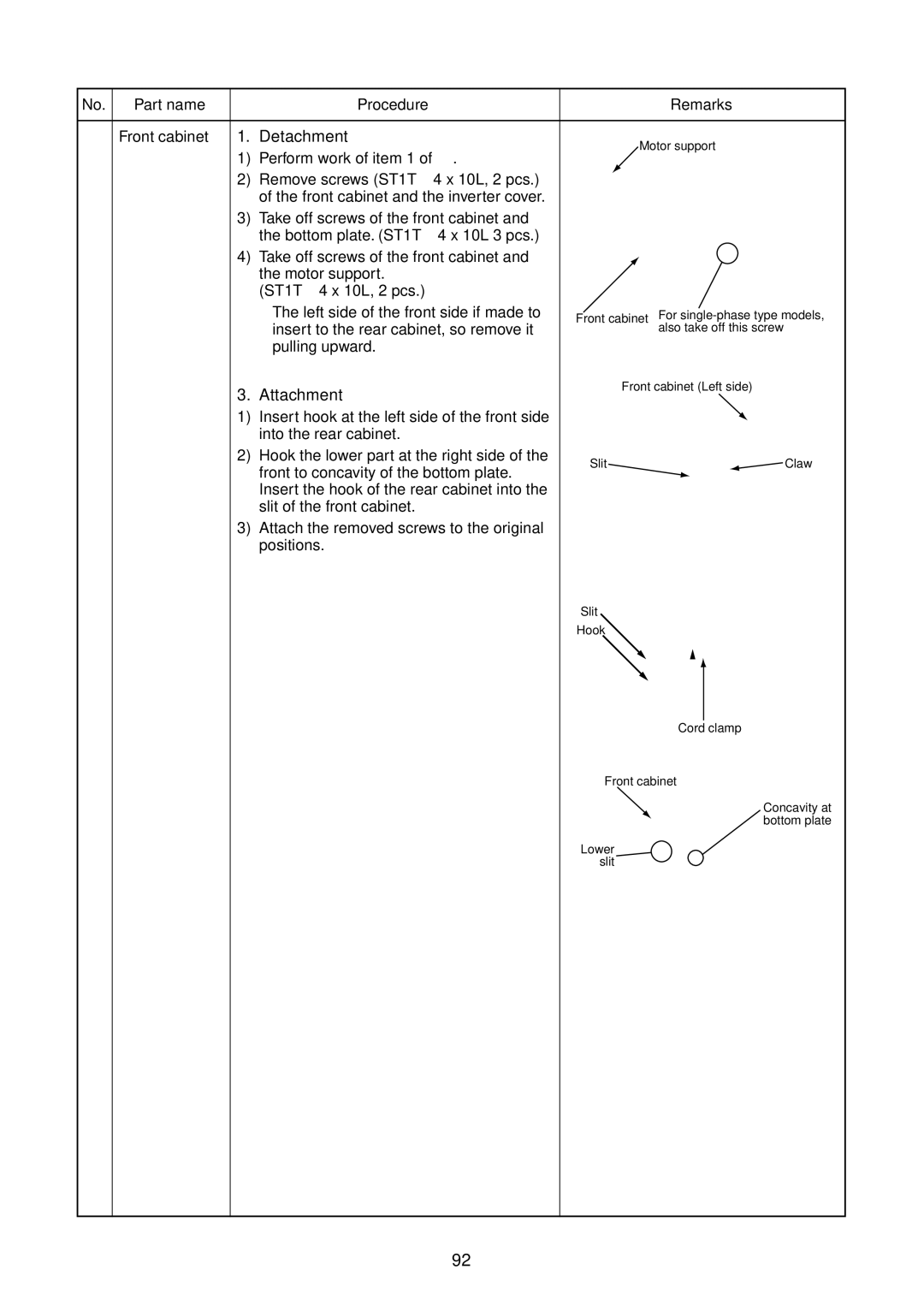 Toshiba RAV-SM561BT-E, RAV-SM1400AT-E, RAV-SM1101BT-E, RAV-SM1100AT-E, RAV-SM1401BT-E Procedure Remarks, Part name 