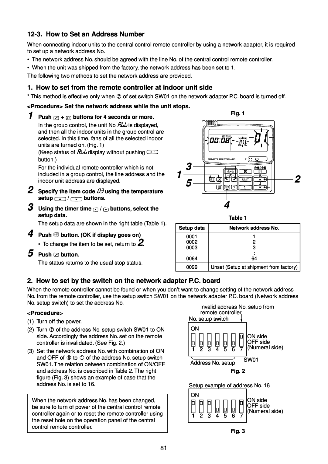 Toshiba RAV-SM801BT-E, RAV-SM1400AT-E, RAV-SM1101BT-E, RAV-SM1100AT-E, RAV-SM1401BT-E How to Set an Address Number 
