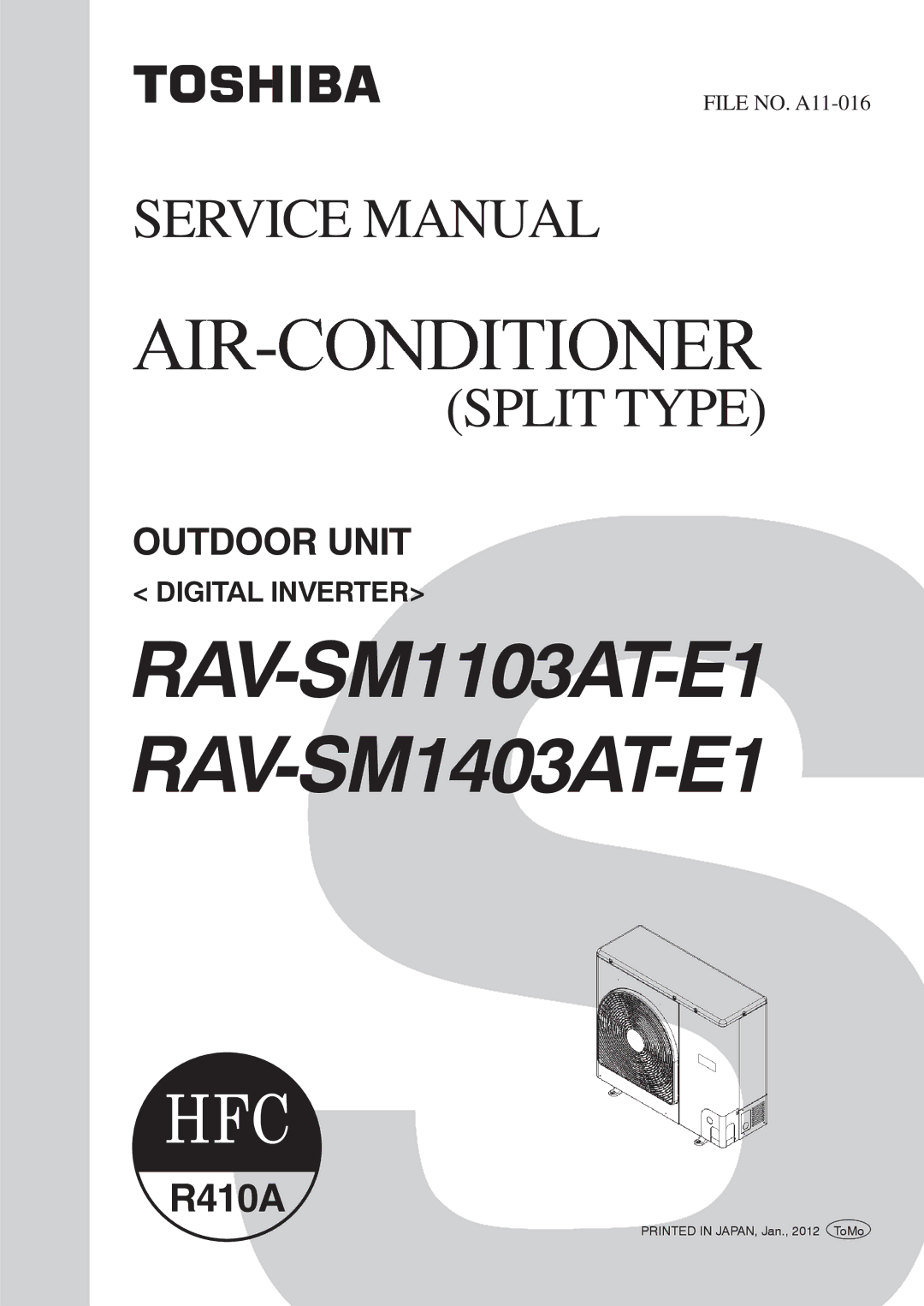 Toshiba service manual RAV-SM1103AT-E1 RAV-SM1403AT-E1 