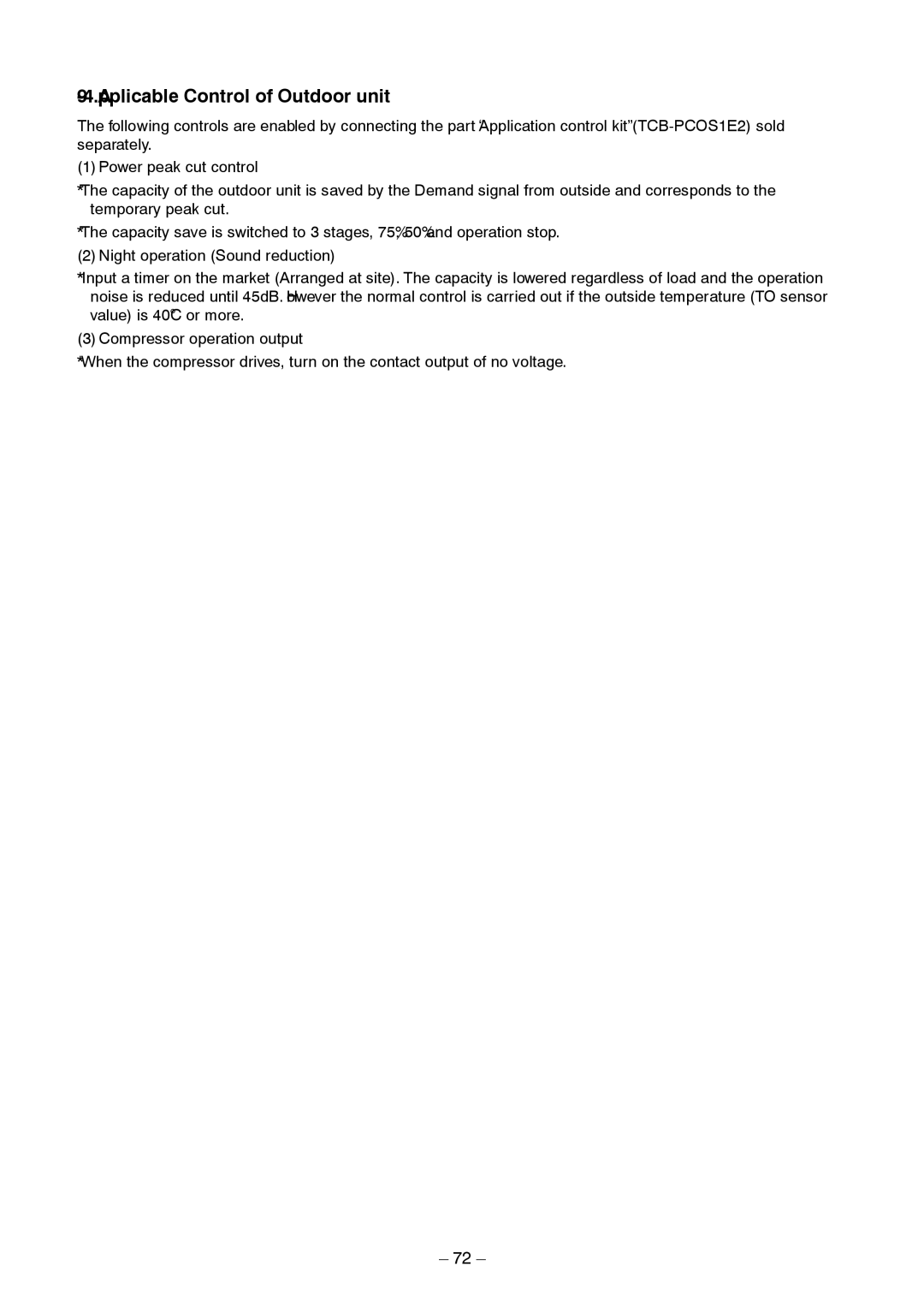 Toshiba RAV-SM1403AT-E1 service manual Applicable Control of Outdoor unit 