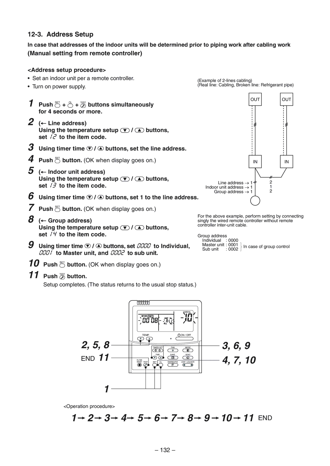 Toshiba RAV-SP1404ATZ-E, RAV-SM1404UT-E, RAV-SM1104UT-E, RAV-SP1104AT-E Manual setting from remote controller, 132 