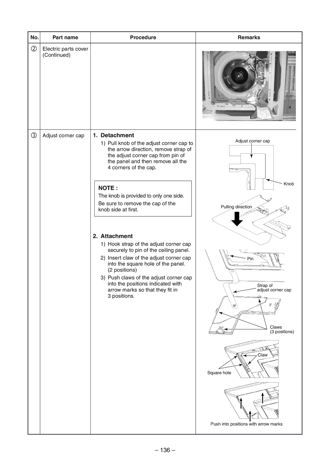 Toshiba RAV-SM1104UT-E, RAV-SM1404UT-E, RAV-SP1104AT-E, RAV-SP1404ATZG-E, RAV-SP1404AT-E 136, Part name Procedure 