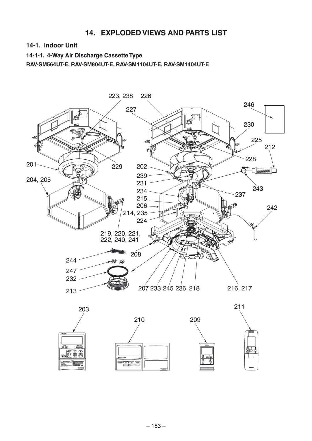 Toshiba RAV-SM1404UT-E, RAV-SM1104UT-E, RAV-SP1104AT-E, RAV-SP1404ATZG-E, RAV-SP1404AT-E Exploded Views and Parts List, 153 