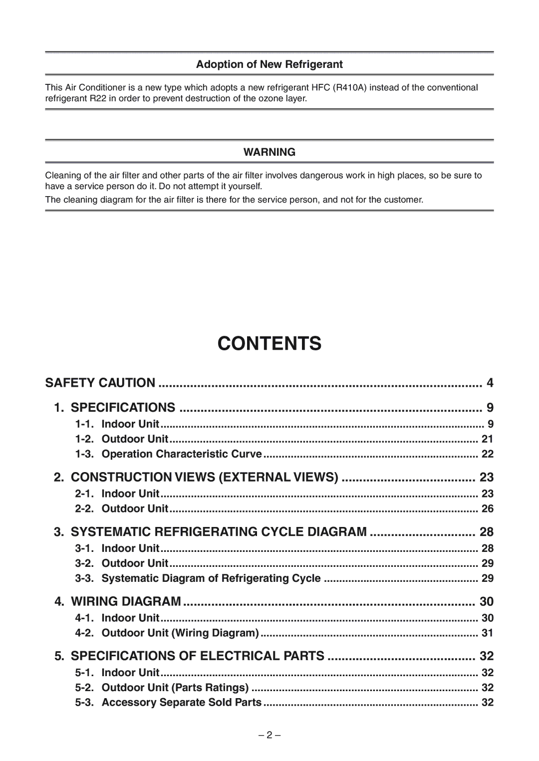 Toshiba RAV-SP1104AT-E, RAV-SM1404UT-E, RAV-SM1104UT-E, RAV-SP1404ATZG-E, RAV-SP1404AT-E, RAV-SM804UT-E service manual Contents 