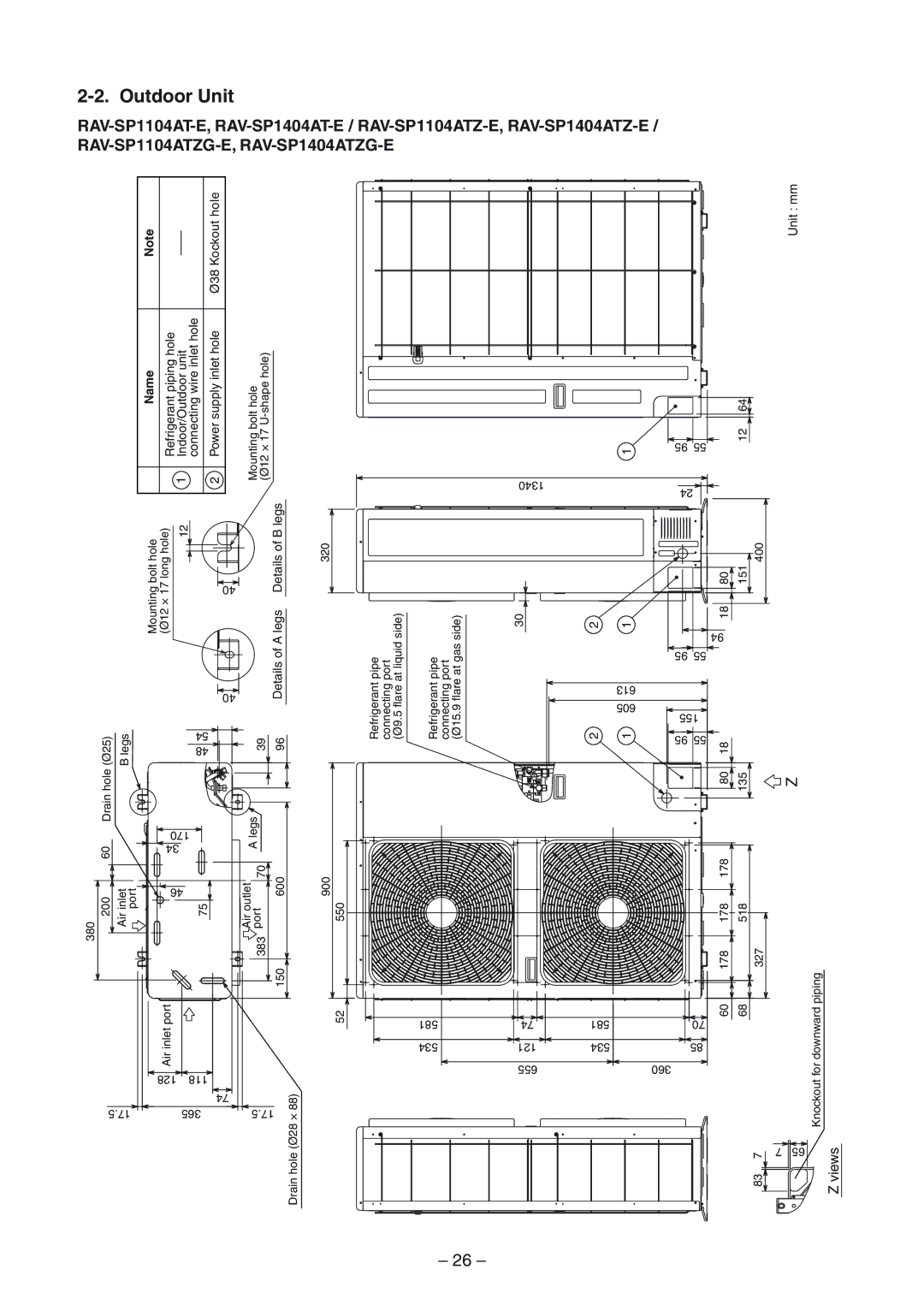 Toshiba RAV-SP1104ATZG-E, RAV-SM1404UT-E, RAV-SM1104UT-E, RAV-SP1104AT-E, RAV-SP1404ATZG-E, RAV-SP1404AT-E Name, Details of a 