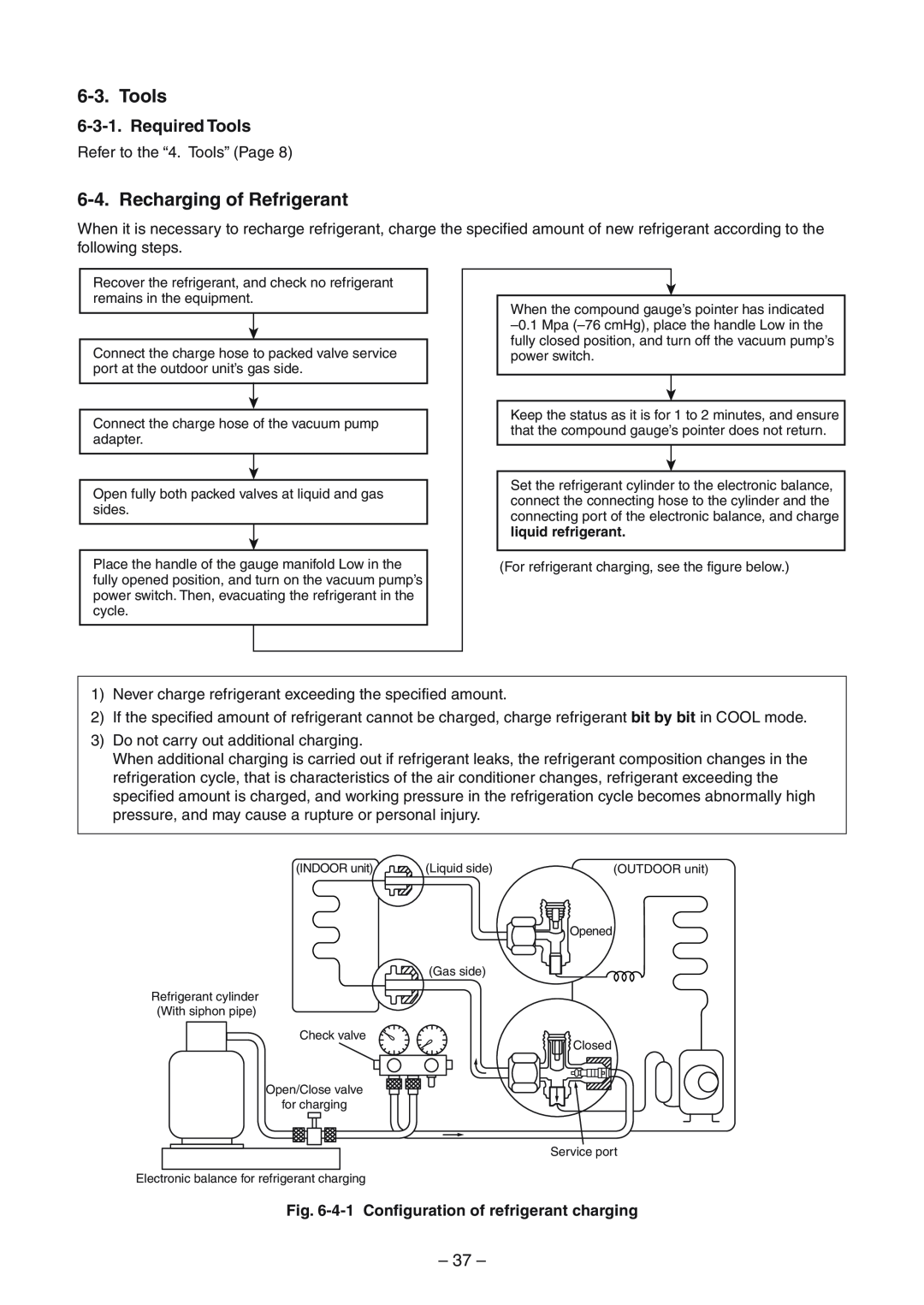 Toshiba RAV-SM1104UT-E Recharging of Refrigerant, Required Tools, 37, 4-1Configuration of refrigerant charging 