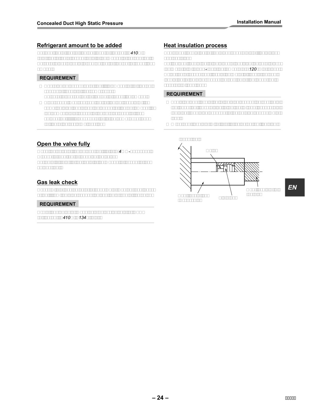 Toshiba RAV-SM2242DT-E Refrigerant amount to be added, Open the valve fully, Gas leak check, Heat insulation process 