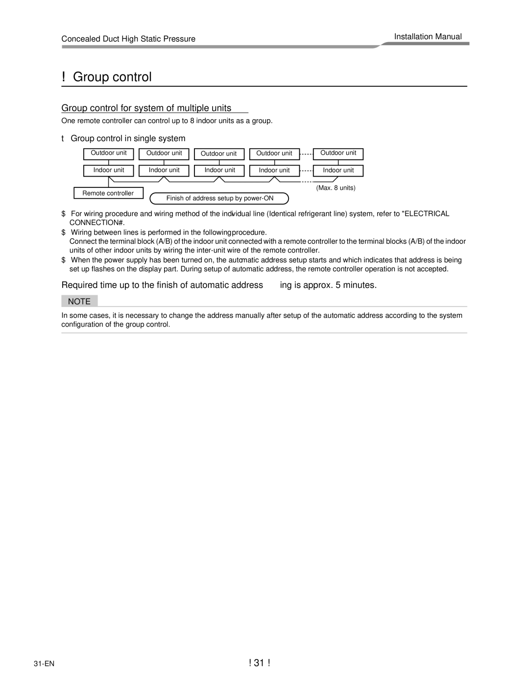 Toshiba RAV-SM2802DT-E, RAV-SM2242DT-E installation manual Group control for system of multiple units 