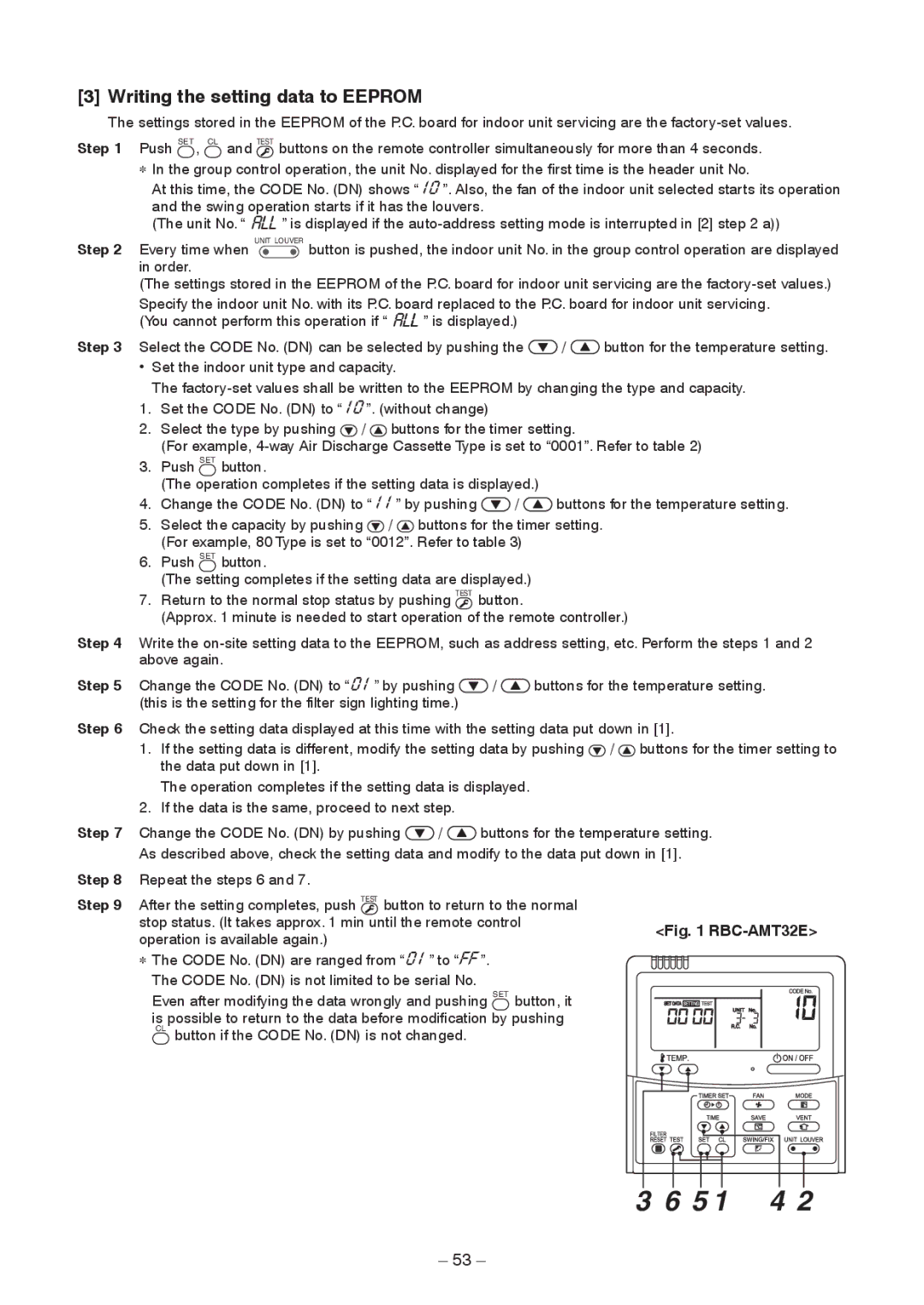 Toshiba RAV-SM2802DT-TR, RAV-SM2802DT-E Writing the setting data to Eeprom, Step, Operation is available again 