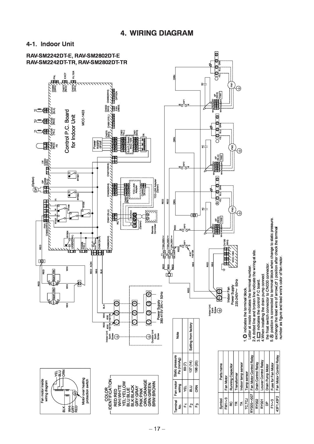 Toshiba RAV-SM2242DT-TR service manual 17, Control P.C. Board, for Indoor Unit, E,RAV-SM2802DT-E -TR,RAV-SM2802DT-TR 